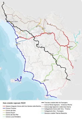 mappa ciclovie in Toscana