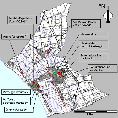 mappa delle stazioni radio base presenti nel comune di Cecina (LI)